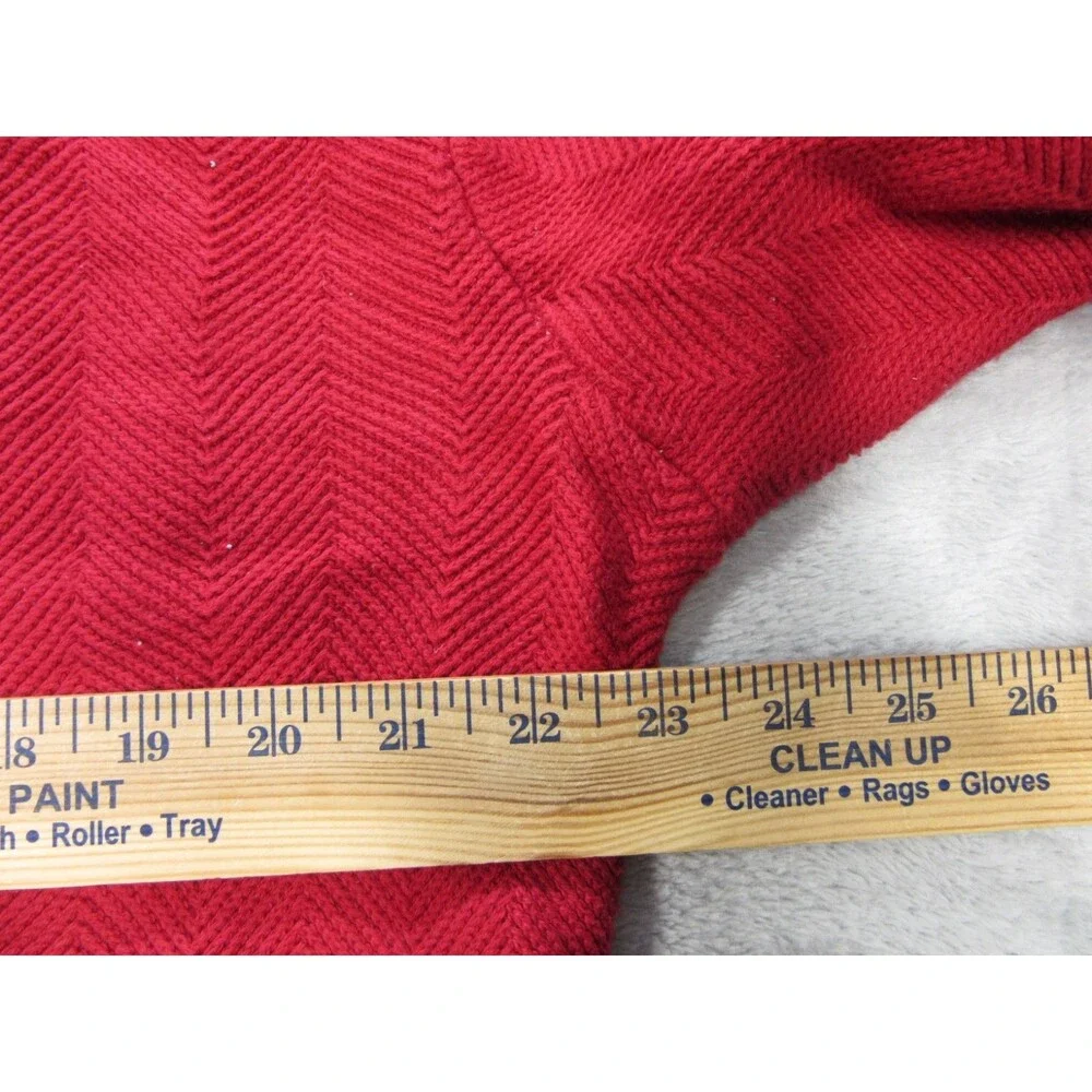 CHAPS Sweater Mens XL Red Pullover Crew Neck Classic Long Sleeve Cotton